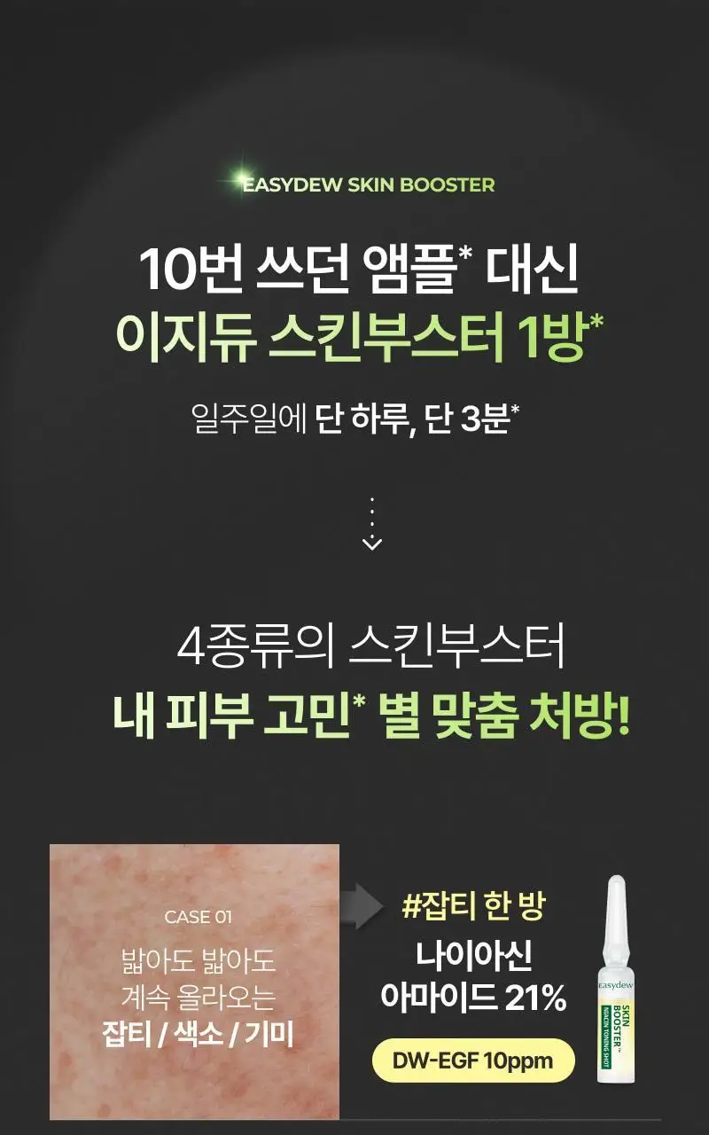 [단독기획] 이지듀 스킨부스터 샷 앰플 기획 4종 (1ml*7ea+엠티에스 앰플 3.5ml 증정) 상세페이지 5